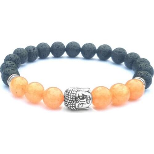 Hot Natural Stone New Product Men Bracelet Black Lava Healing Balance Beads Reiki Prayer Religious Buddha Bracelet Women Jewelry