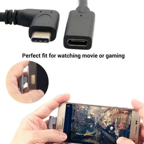 90 Degree Right Angle USB 3.1 Type C Male To Female Extension Data Cable 1m