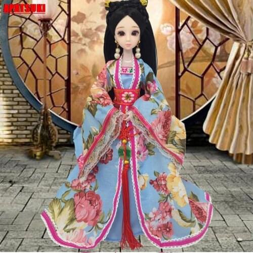 Chinese Style Ancient Dress For Barbie Doll 1:6 Doll Clothes for COSPLAY Costume Party Fairy Dress for 1/6 Doll Accessories Blue