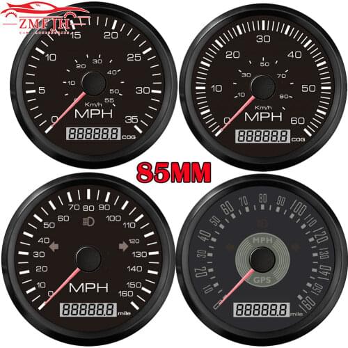 85mm Classical GPS Speedometer 35MPH 60MPH 80MPH 160MPH Adjustable Odometer With Turning Light For Car Marine Boat 12V 24V