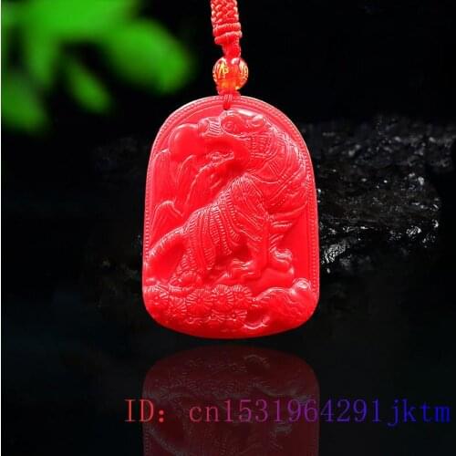 Red Jade Tiger Pendant Necklace Natural Gifts Jadeite Gemstone Amulet Charm Men Jewelry Women Carved Chinese Fashion