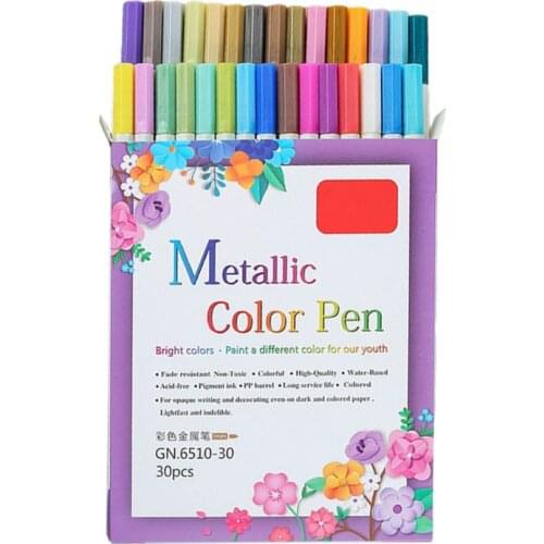 10/12/15/20/30 Colors Metallic Micron Pen Detailed Metal Paint Maker DIY Album Paper Drawing School Art Supplies