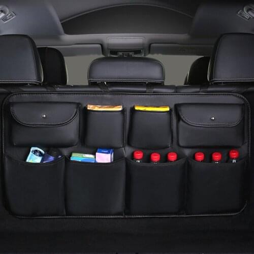 Multi-purpose car trunk storage bag car storage finishing interior accessories new leather car rear seat back storage bag