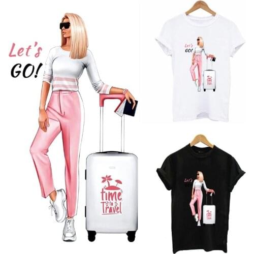 Let Go Travel Patches For Clothing DIY Women T-Shirt Hoodies Iron-On Transfer For Clothes Fashion Girl Thermal Sticker Appliqued