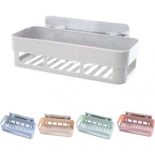 1pcs Wall Mounted Shelf Bathroom Shower Hanging Basket Shampoo Holder WC Accessories Kitchen Seasoning Suction Cup Storage Racks