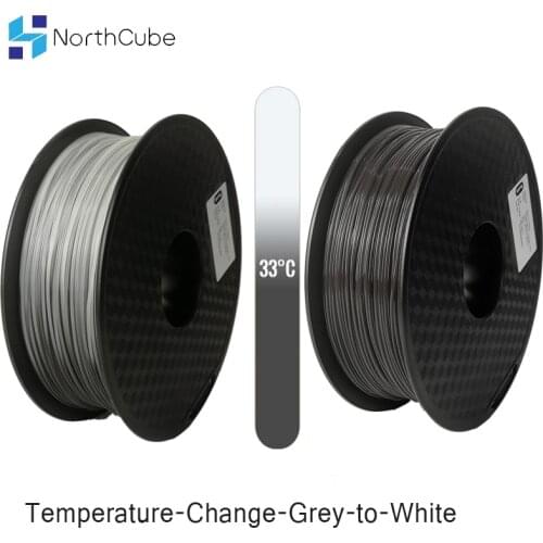 3D Printer Filament Color Changing with Temperature, PLA Filament 1.75mm +/- 0.03 mm, 2.2 LBS(1KG)Grey-to-White