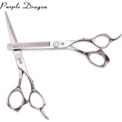 Purple Dragon Hair Scissors 5.5" 16cm Japanese440C Hairdressing Cutting Scissors 9001# Thinning Shears Adjustable Tension Screw