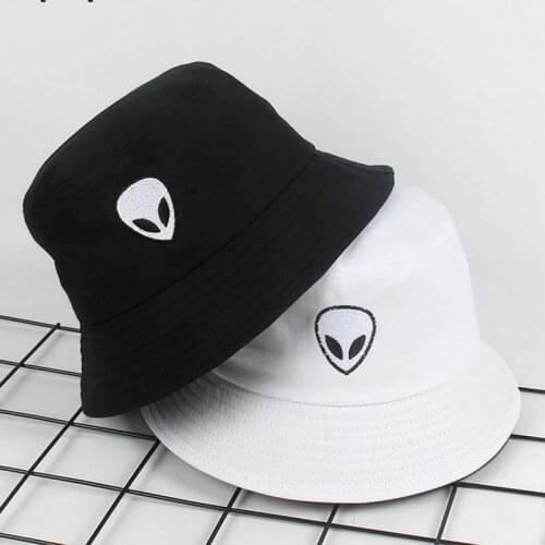 Black White Solid Alien Bucket Hat Unisex Fashion Caps Hip Hop Men Women Summer Panama Cap Beach Sun Fishing Hats Cotton SA687