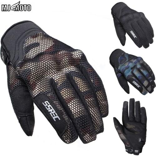 Camouflage Breathable Mesh Motorcycle Gloves Cycling Perforated Motocross Gloves Moto Touchscreen MTB Gloves Summer