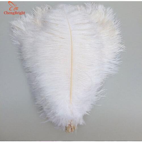 CHENGBRIGHT 100 Pcs/Lot Natural White Ostrich Feathers For Craft 15-70CM Carnival Costumes Party Home Wedding Decorations Plumes