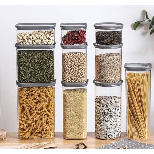 Different Capacity Plastic Sealed Cans Kitchen Storage Box Transparent Airtight Food Canister Keep Fresh New Clear Container