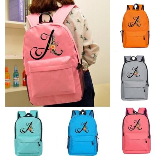 Letter Flowers Print Women Oxford Backpack Simple School Bags for Teenage Girl Shoulder Travel Bag Female Casual Sport Backpacks