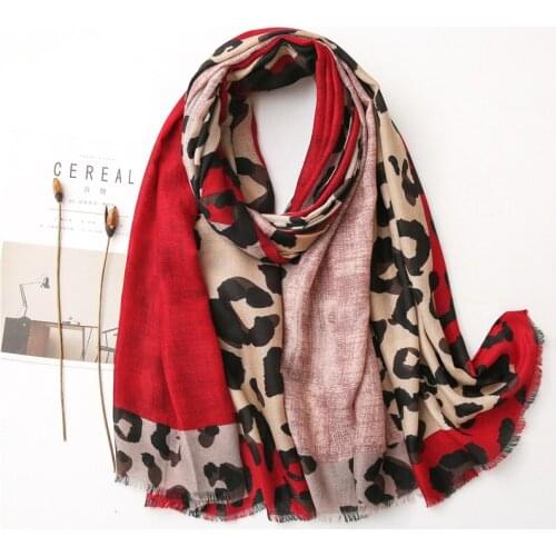 Charming Design Sexy Style Winter Warm 100% Cotton Ladies Leopard Print Multicolour Scarf Soft Animal Printed Pashmina Shaws