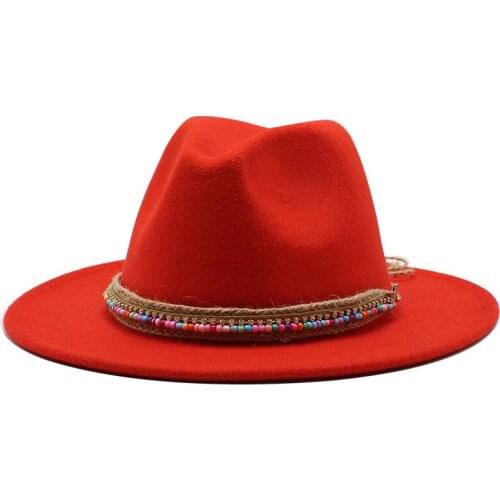 Seioum Men Women Wide Brim Wool Felt Fedora Panama Hat with Belt Buckle Jazz Trilby Cap Party Formal Top Hat In White,black