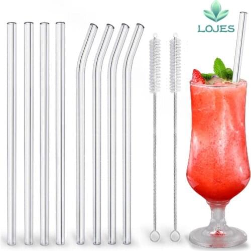 4Pcs Glass Straws Reusable Drinking Glass Tube Eco-friendly With Cleaning Brush Events Party Favors Supplies