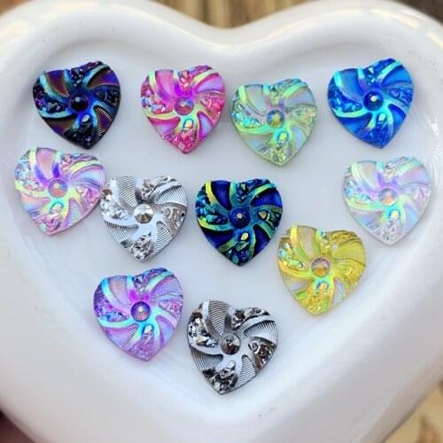 Wholesale 600pcs fashion style Heart&Flower Rhinestone AB Resin Flatback 10mm handsewing gem stones crystal wedding decoration