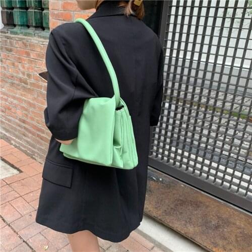 Bag for Women Thailand Niche Design Macarons Color Shoulder Bags Handbag Soft Multi-layer Organ Bag Wild Baguette Bag All-match