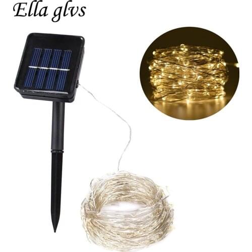 Solar LED Strings light Solar Power LED Silver Wire String lamp 10M 20M Fairy Outdoor light Decor Holiday Garden Wedding Party