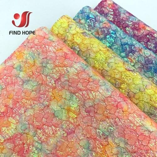 Ultra Chunky Iridescent LACE Rainbow Glitter Sequins Faux Leatherette Fabric Sparkle DIY Craft Brooch Bows Handmade Earring