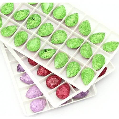 XIAOPU Shiny Ice Glass Tear Drop K9 Loose Rhinestones Pointback Strass Crystal Glue on Jewelry Ornaments Clothes Decorations