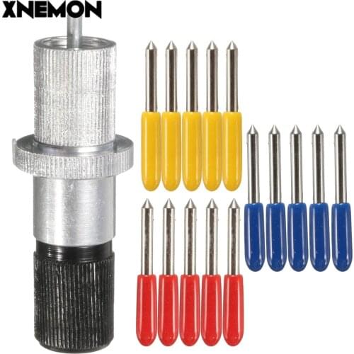 XNEMON 15Pcs/Set 30/45/60 Degree Vinyl Cutter Plotter Roland Blade Cutting Plotter Blade + Roland Blade Holder for Graphtec CB09