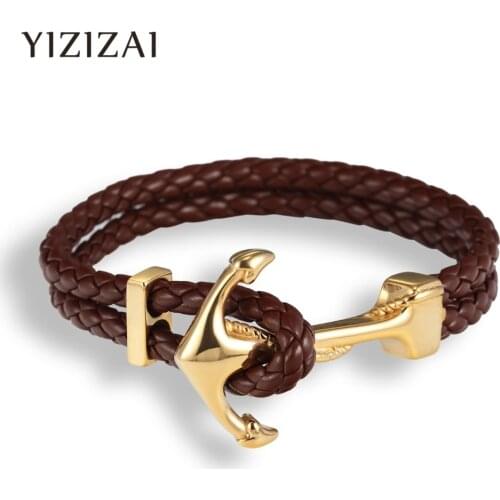 YIZIZAI Men's Leather Bracelets