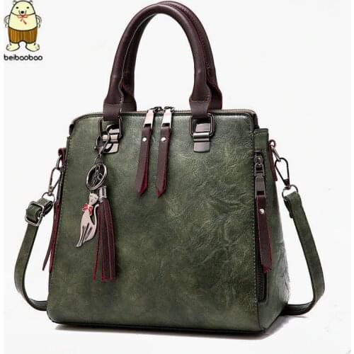 Beibaobao Women Leather Fashion Single Shoulder Bag Large Fringed Crossbody Bag Luxury Handbag Candy Purse Female