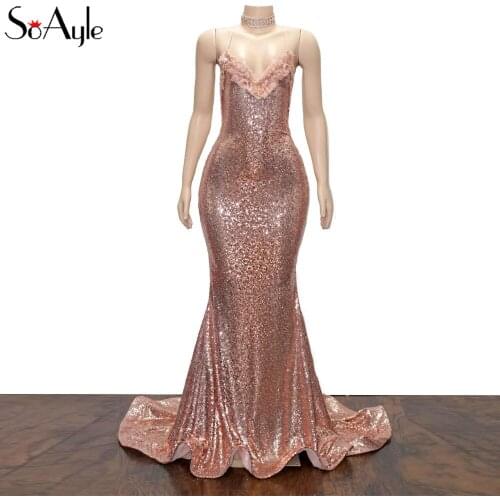 SoAyle Sexy Lace Appliques Mermaid Prom Dresses V-Neck Sleeveless Backless Dresses 2018 vestido de noiva Longo abiye H