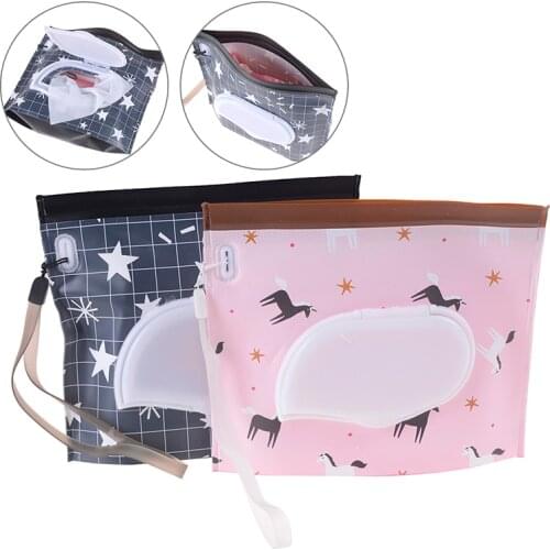 1Pc Portable Cute Baby Wipes Bag Pouch Outdoor Easy-carry Clean Wet Wipes Bags For Stroller Cosmetic Pouch