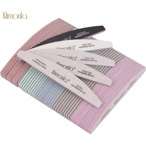 10Pcs Nail Files Thick Sandpaper Washable Nails Buffer Half Moon 80/100/150/180/240 Grit Lime a ongle Manicure Nail Art Tools
