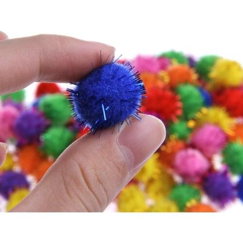 100Pcs Colorful Mini Sparkly Glitter Tinsel Balls Small Pom Ball For Cat Toys R9JD
