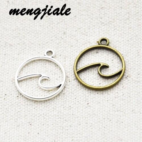 20pcs 23*20mm Two Color Ocean Wave Charms Alloy Metal Round Pendants For DIY Handmade Jewelry Making Accessories Craft Supplies