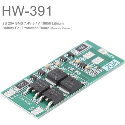 2S 20A BMS 7.4V 8.4V 18650 Lithium Battery Protection Board Cell Module