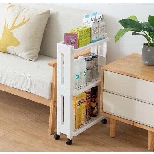 3/4 Tier Slim Storage Cart Mobile Shelving Unit Organizer Slide Out Storage Rolling Utility Cart Rack for Kitchen Bathroom