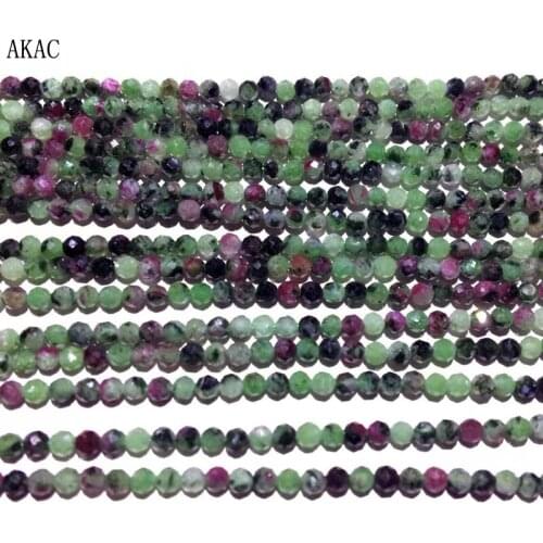 3strands Approx2mm natural faceted ruby zoisite loose beads for diy making bracelet necklace