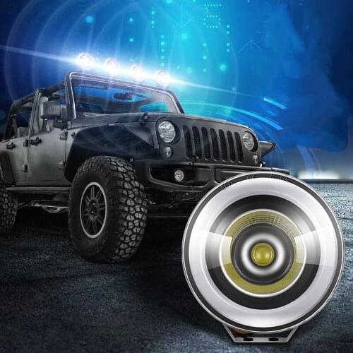 30W Car Led Work Light Round Angel Eye Fog Light Modified Roof Light Spotlight For Truck Tractor Boat Trailer UTV ATV SUV