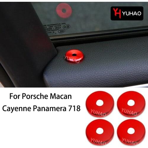 4 Pcs Aluminum Alloy Door Bolt Decorative Protective Shells For Porsche Macan Cayenne Panamera 718 Automotive Interior Supplies