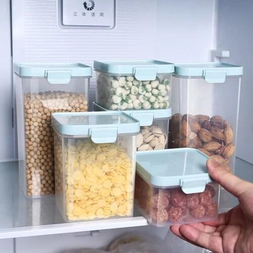 6PCS PET Plastic Food Containers Transparent Stackable Dry Food Storage Box Kitchen Spaghetti Noodles Sealed Containers