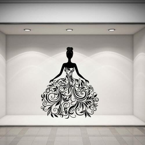 Large Wall Decals Art Woman In Dress Sticker Home Decoration Accessories For Living Room Bedroom Vinyl Window Wall Murals Z422