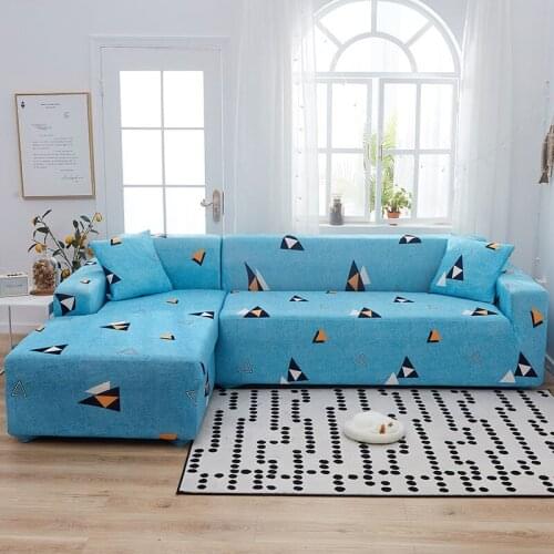 Blue Geometry And Trigonology Sofa Cover For Living Room