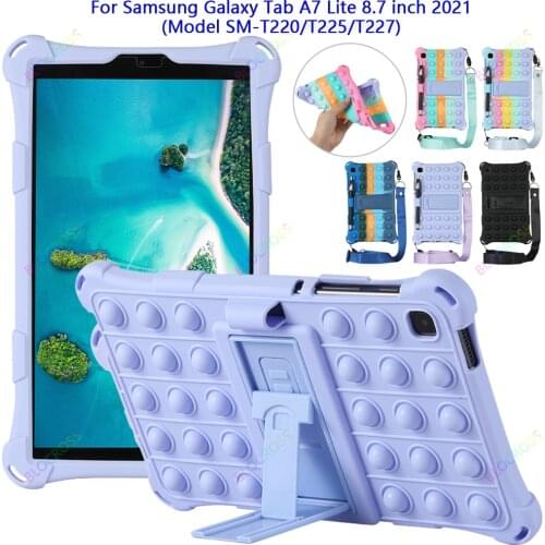 Pop Push It Case for Samsung Galaxy Tab A7 Lite 8.7" (2021) SM-T220/T225/T227 Silicon Stand Holder with Shoulder Strap Stylus