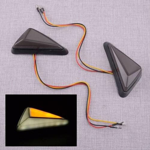CITALL DC 12V 1 Set Triangle Motorcycle Amber White LED Turn Signal DRL Blinker Lights Universal
