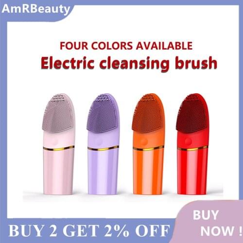 Electric Face Cleansing Brush For Facial Skin Care Wash Sonic Vibration Massage Tool 2 in 1 Acne Pore Blackhead Silicone Cleaner