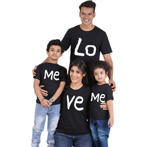 Mom dad father baby girl boy Tshirt family look mommy and me clothes LOVE ME Cotton Family Matching Clothes Short Sleeve outfits