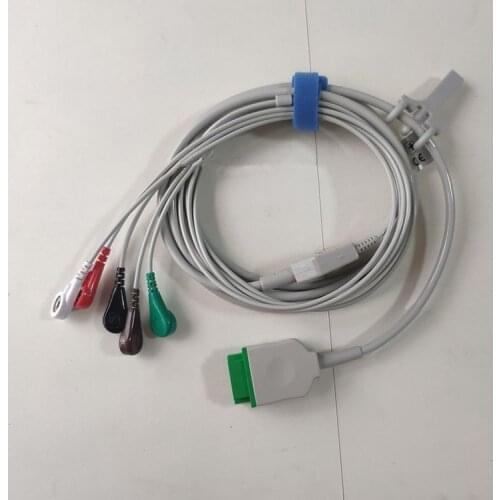 GE 5-lead button ECG lead cable for GE monitor GE ECG cable 5-lead button