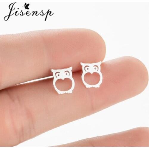 Jisensp 925 Sterling Silver Little Owl Stud Earrings for Women Kids Love Gift Hypoallergenic Cartoon Lovely Owl Ear Studs