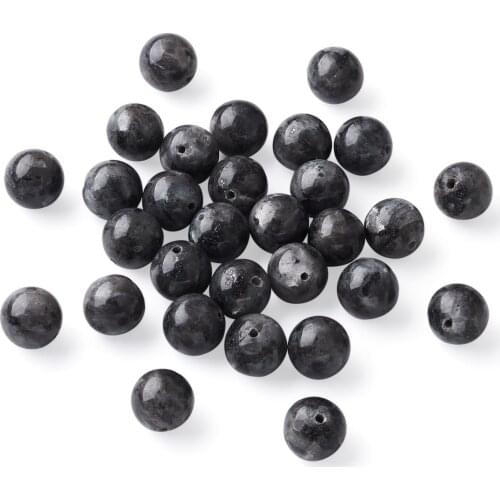 12mm Natural Labradorite Round Beads Black Loose Beading Bracelet Earrings DIY Jewelry Handmade Findings Accessories, Hole: 1mm