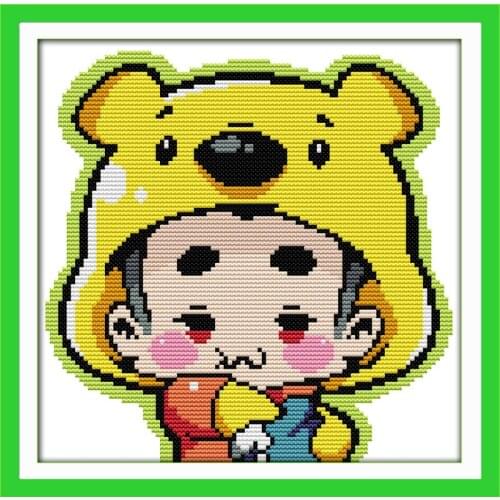 Cute baby (1) cross stitch kit cartoon 14ct 18ct count canvas stitches embroidery DIY handmade needlework plus