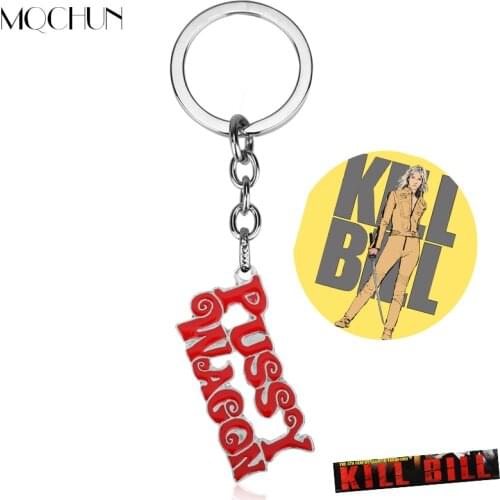 MQCHUN Rock Music Pussy Wagon Metal Keychain Hot Movie Kill Bill Uma Thurman Key Chains Chaveiro Car Keyrings Men Christams Gift