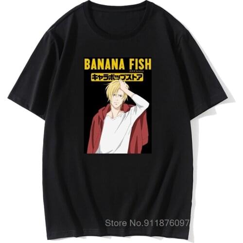 Banana Fish Mens T Shirt Anime Manga Eiji Humor Basic Tees Male Tshirt O Neck T-Shirt Cotton Graphic Printed Costume